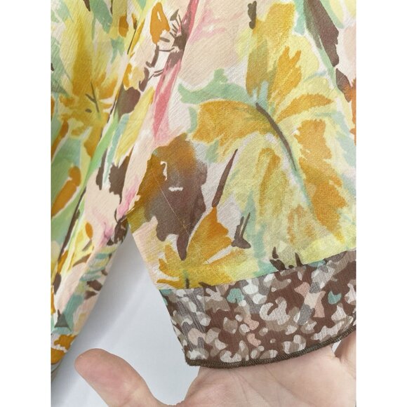 Coldwater Creek 100% Silk Asymmetrical Sheer Floral Blouse Sz S/M Fairycore Boho - Picture 9 of 12